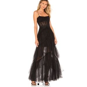 BCBG OLY Elegant Black Tulle Evening Dress